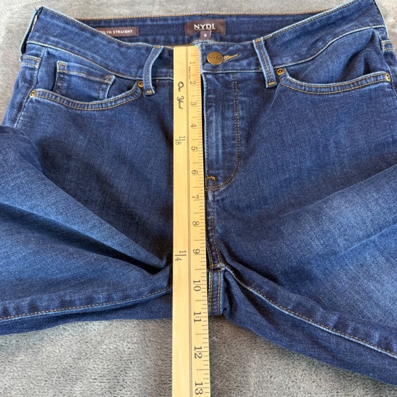 NYDJ Marilyn Straight Leg Jeans Womens 6 Mid Rise Lift Tuck Denim Blue Indigo - Picture 8 of 11